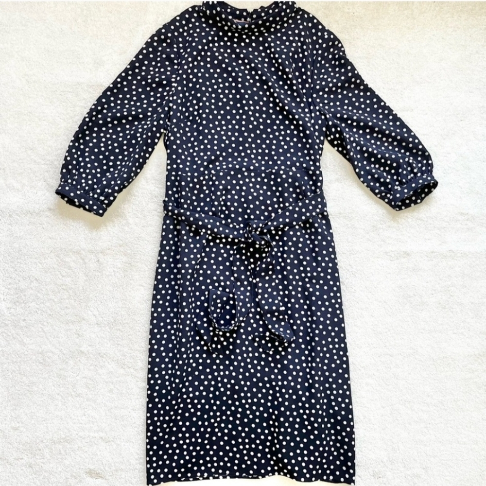 Boden Lottie Midi Dress Polka Dot Navy White 4